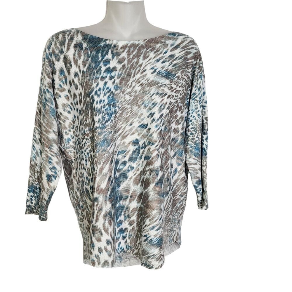 Chico's Womens Sweater Sz 0 Small Touch Cashmere Leo Ambiance Boat-Neck Pullover